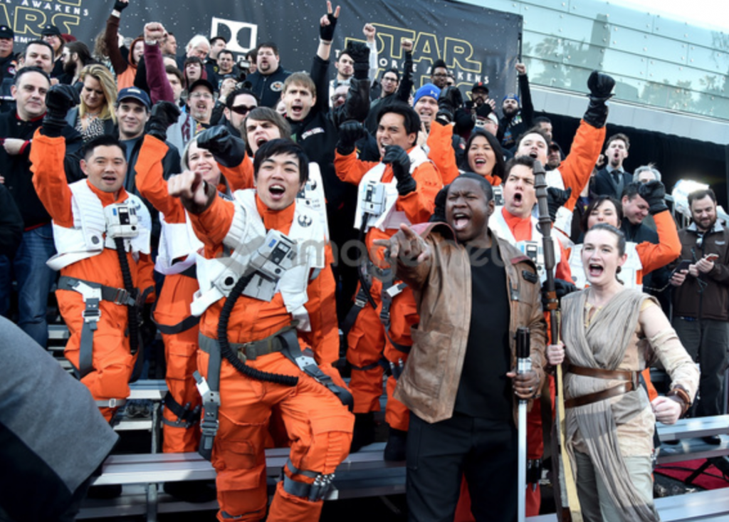 HOLLYWOOD, CA - DECEMBER 14: Fans attend the World Premiere of “Star Wars: The Force Awakens” at the Dolby, El Capitan, and TCL Theatres on December 14, 2015 in Hollywood, California. (Photo by Alberto E. Rodriguez/Getty Images for Disney)