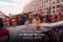 Thousands, joined by Lin-Manuel Miranda, march for aid for Puerto Rico